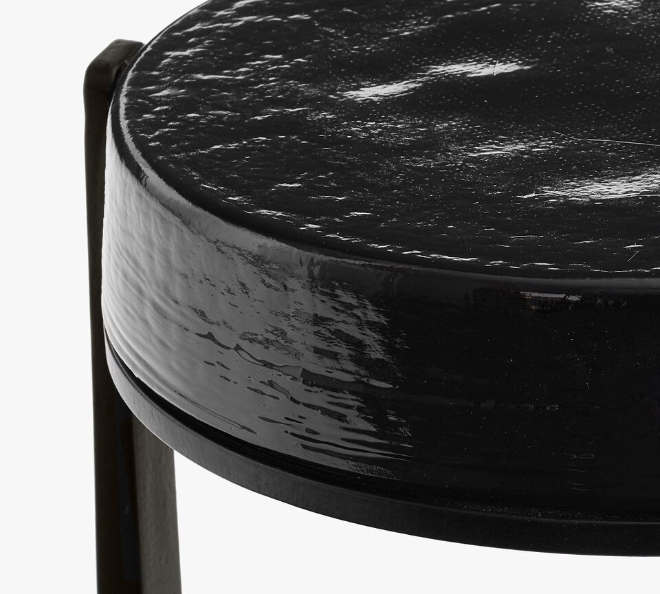 Cori Round Recycled Glass Accent Table (10")